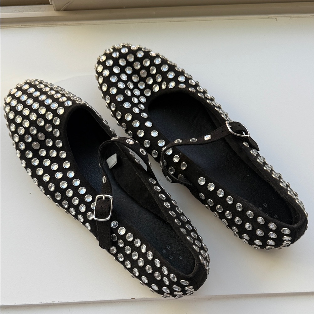 A New Day Black and Silver Studded Flats